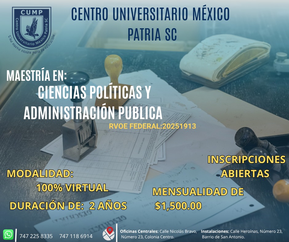 Maestría en Ciencias políticas y administración política